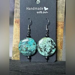Handmade AfricanTurquoise Hematite Earrings NWT